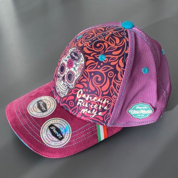 Pier 27 Purple Sugar Skull Cap OS Curved Suede Touch Brim Tattoo Artist Street main image 13